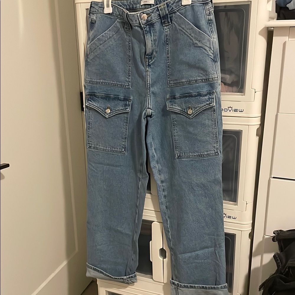 Women's Blue Cargo Jeans